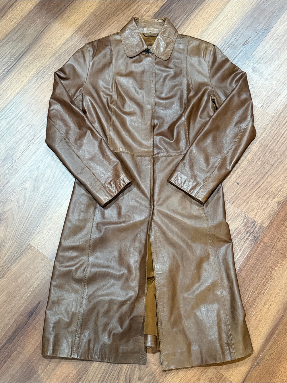 Wilsons Leather Brown Faux Leather Long Coat